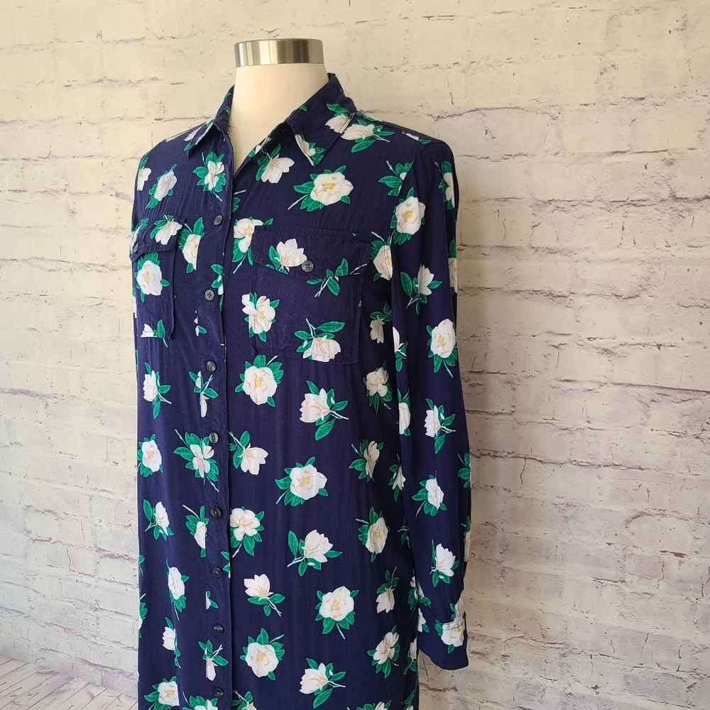 Draper James Navy Floral Long Sleeve Dress